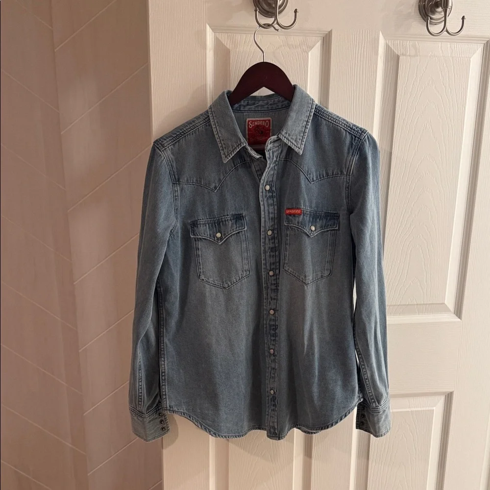 Sendero Light Blue Denim Western Shirt - Picture 1 of 4